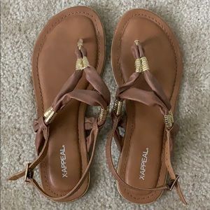 Brown flat sandals size 9